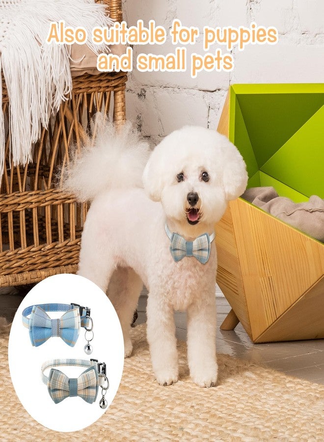 Jeffdad طوق قطط جيفداد قطعتين قابل للفك، طوق قطط بأجراس وربطة عنق منقوشة، طوق قطط قابل للتعديل للقطط الصغيرة والجراء والحيوانات الأليفة الصغيرة (أزرق وأبيض منقوش). - Image 5